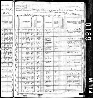 1880 U.S. Census with family of Abraham and Rachael Simmons
