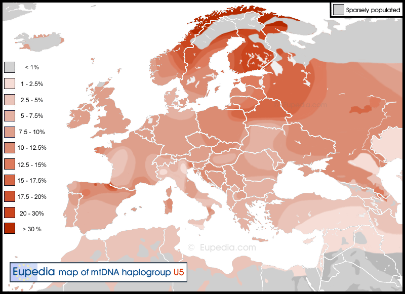 Eupedia map of mtDNA haplogroup U5
