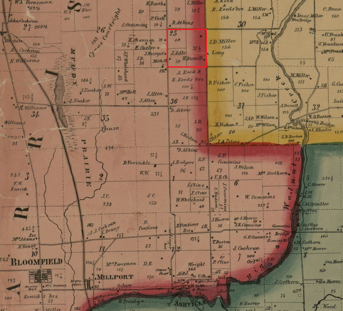 Kellogg & Randall. Map of Pickaway County, Ohio. Philadelphia: Kellogg & Randall, publishers, 1858. Map. 