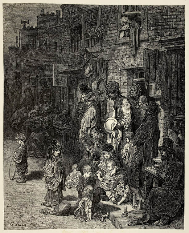 Whitechapel, London Engraving by Gustave Dore c.1850