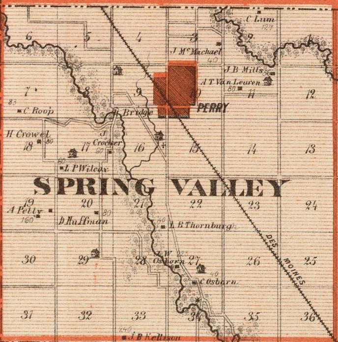 Map of Spring Valley Township, Dallas County Iowa 1875